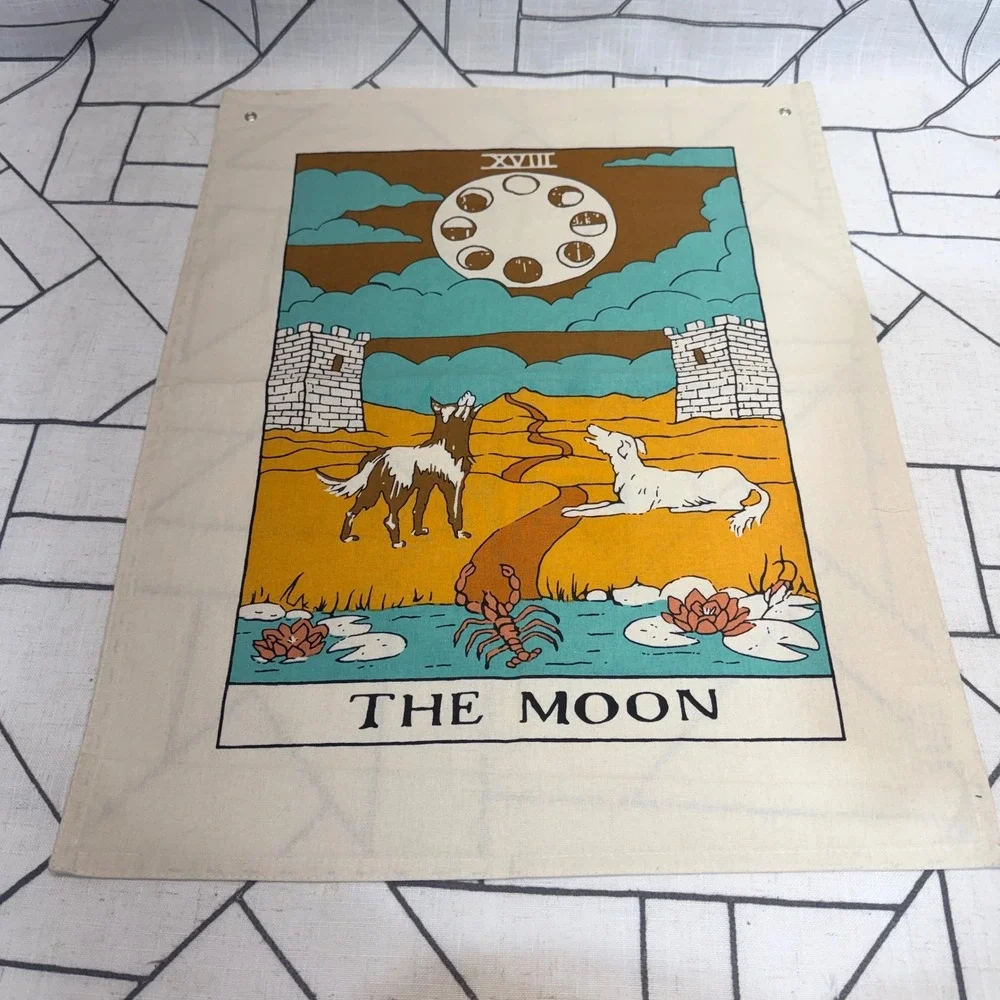 Tarot Card Wall Hanging Set 22x16 Multicolor Sun Moon Star Cotton 3pc BOHO Witch